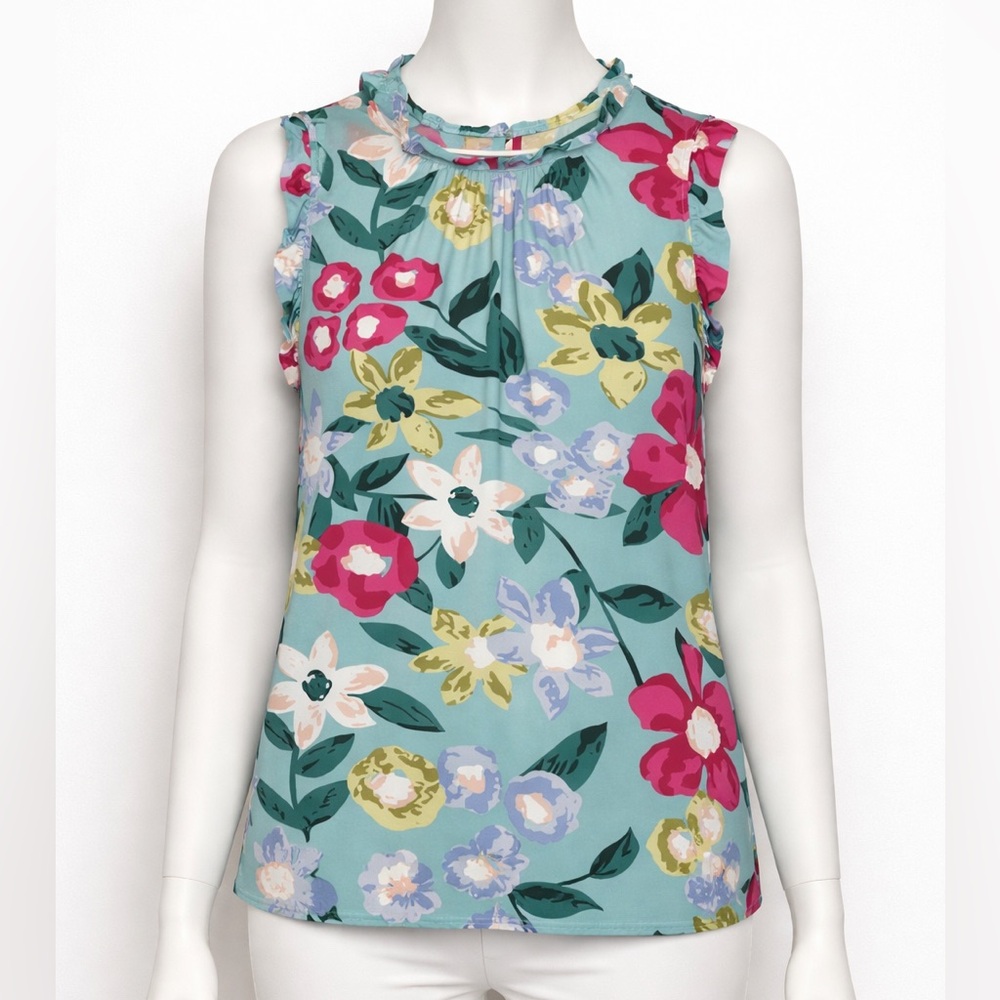 SHEIN or Temu Women’s Floral Sleeveless Top - Multicolor-sz XL